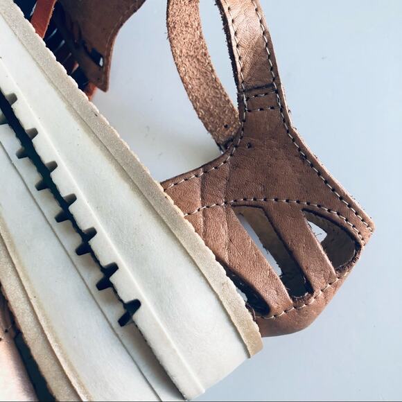 Galcer Mexican Women's 8 Leather Huarache Boho Platform Sandal Tan - Picture 10 of 12